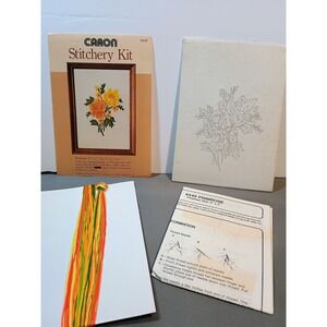 Vintage 1981 Caron Stitchery Kit 6449 Primrose Floral Embroidery 5x7 Stamped